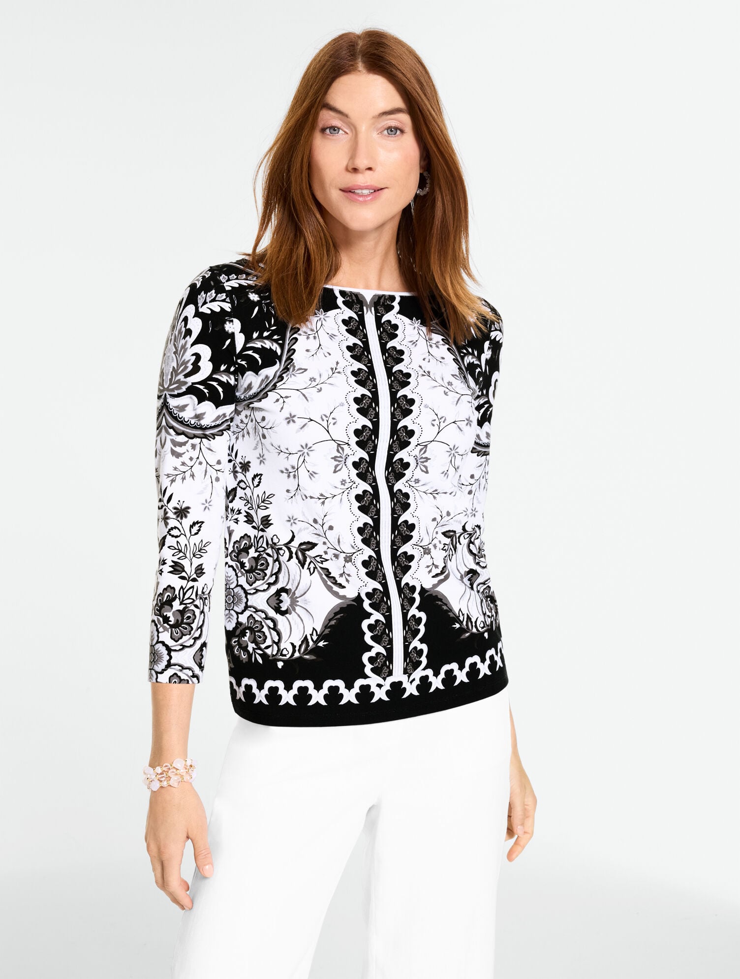 Bateau Neck Tee - Bohemian Garden