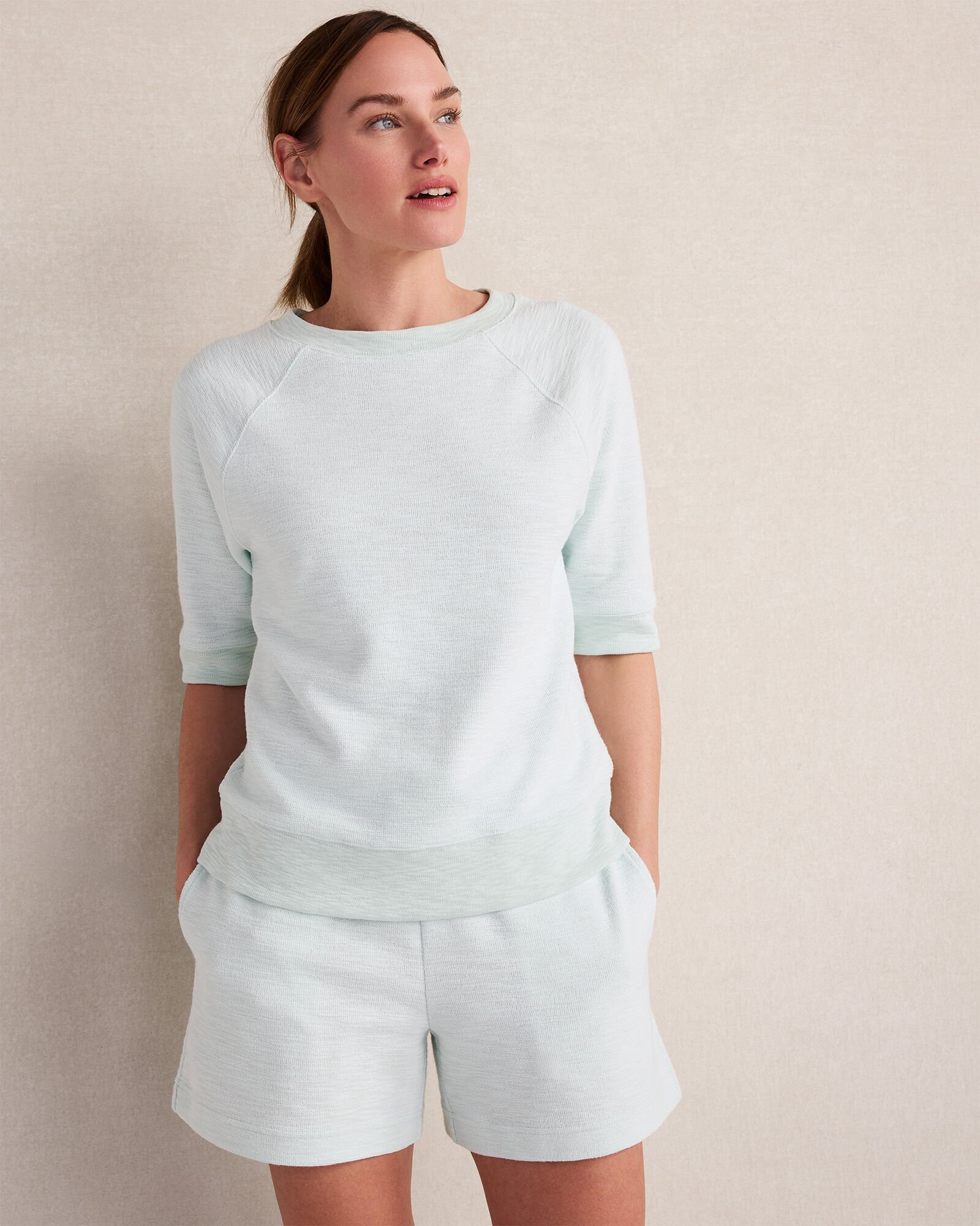 Organic Cotton Blend Jacquard Raglan Tee