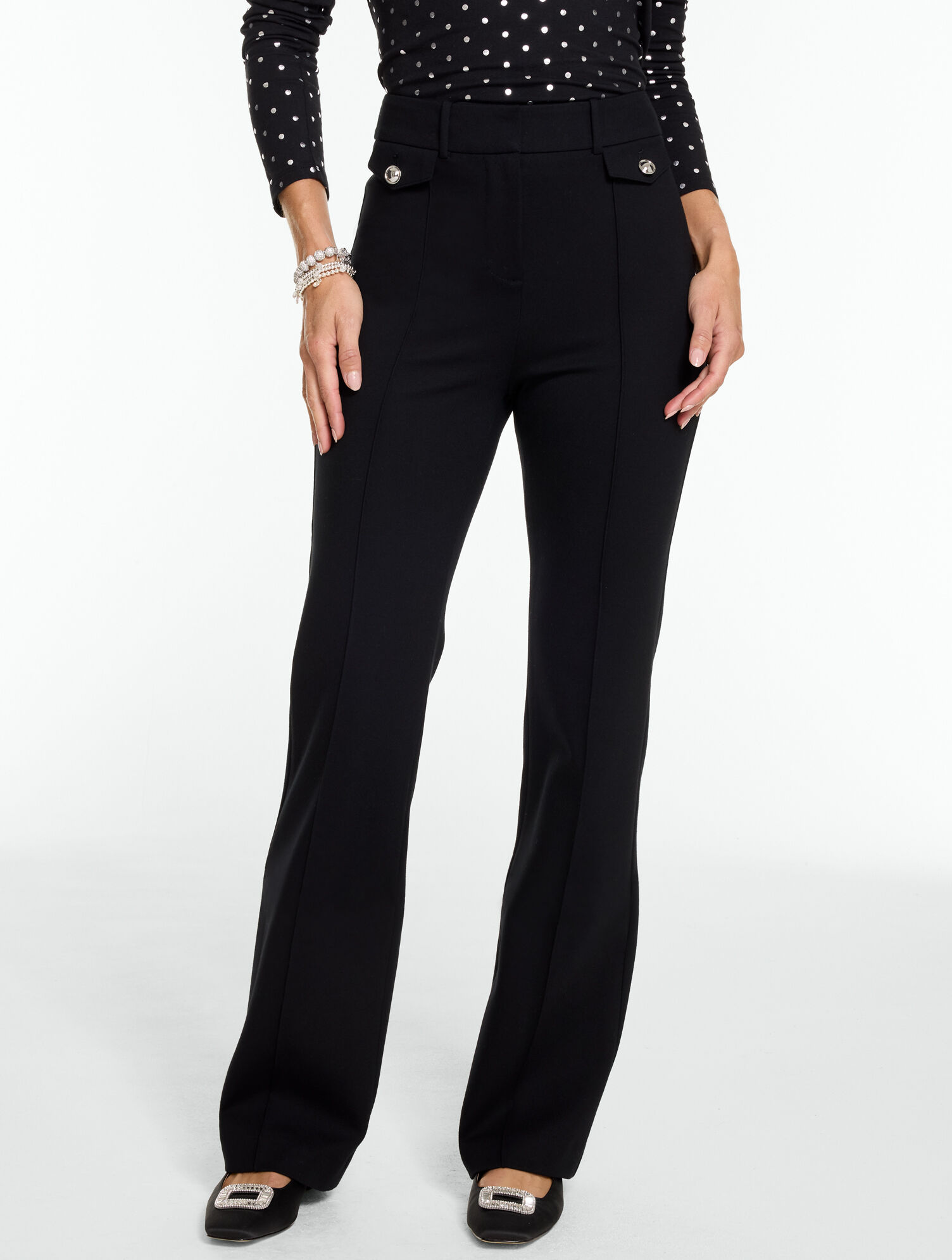 Polished Ponte Slim Bootcut Pants