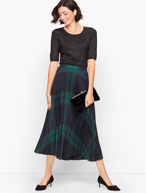 Black Watch Plaid Pleated Skirt