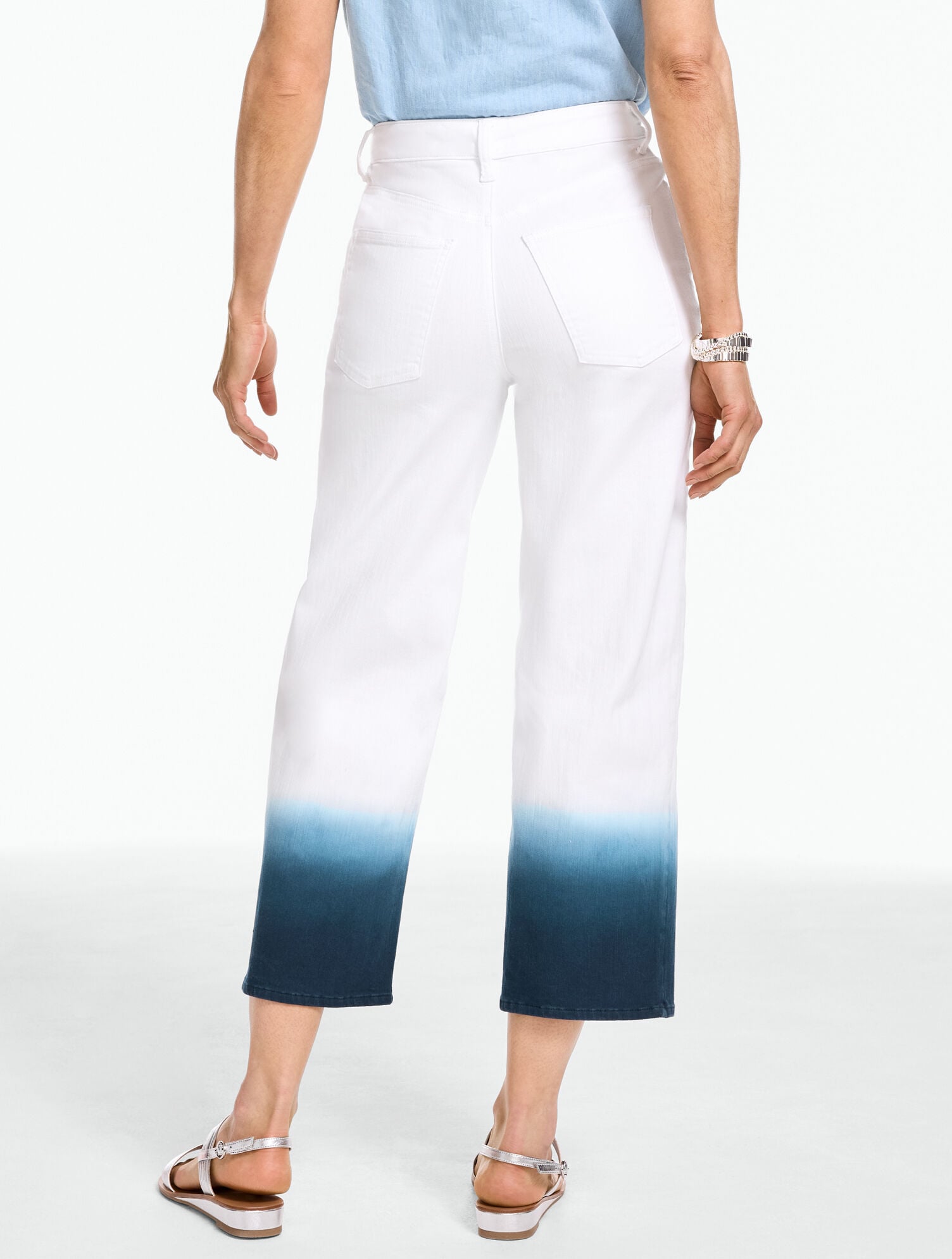 Wide Crop High Waist Jeans - Dip-Dyed