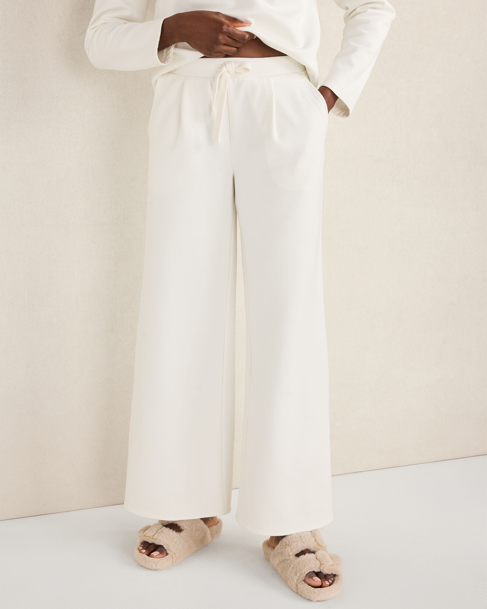 Soft-Brushed Fleece Wide Leg Pants