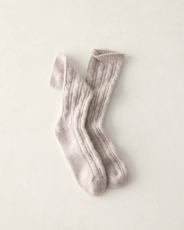Cashmere Blend Cable Knit Socks