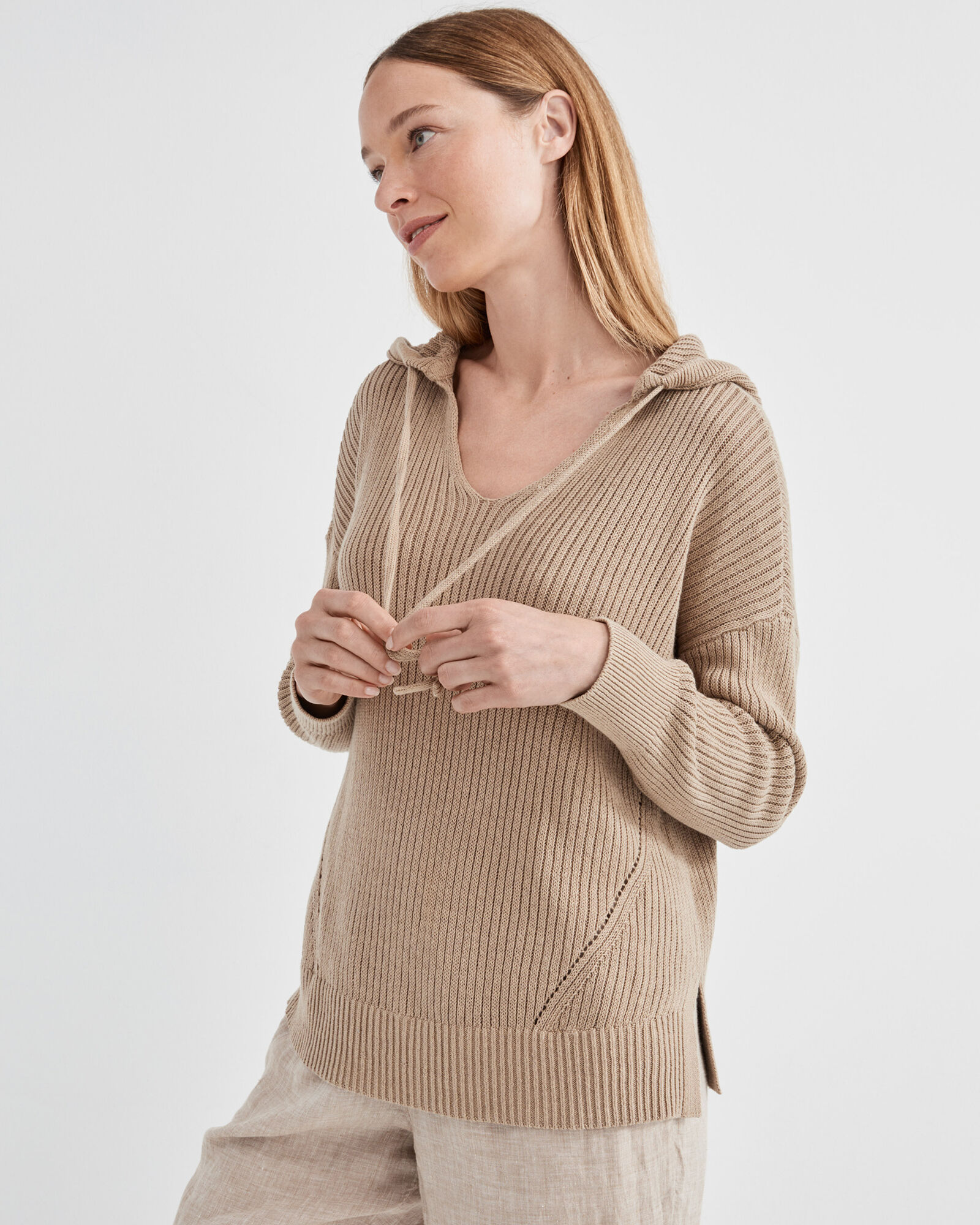 Linen Cotton Ribbed Hoodie Haven Well Within