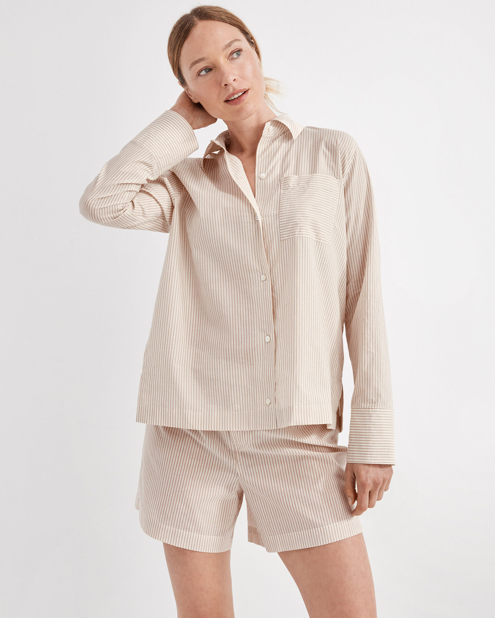 Lightweight Cotton Poplin Striped Pajama Shorts | Haven Well Within