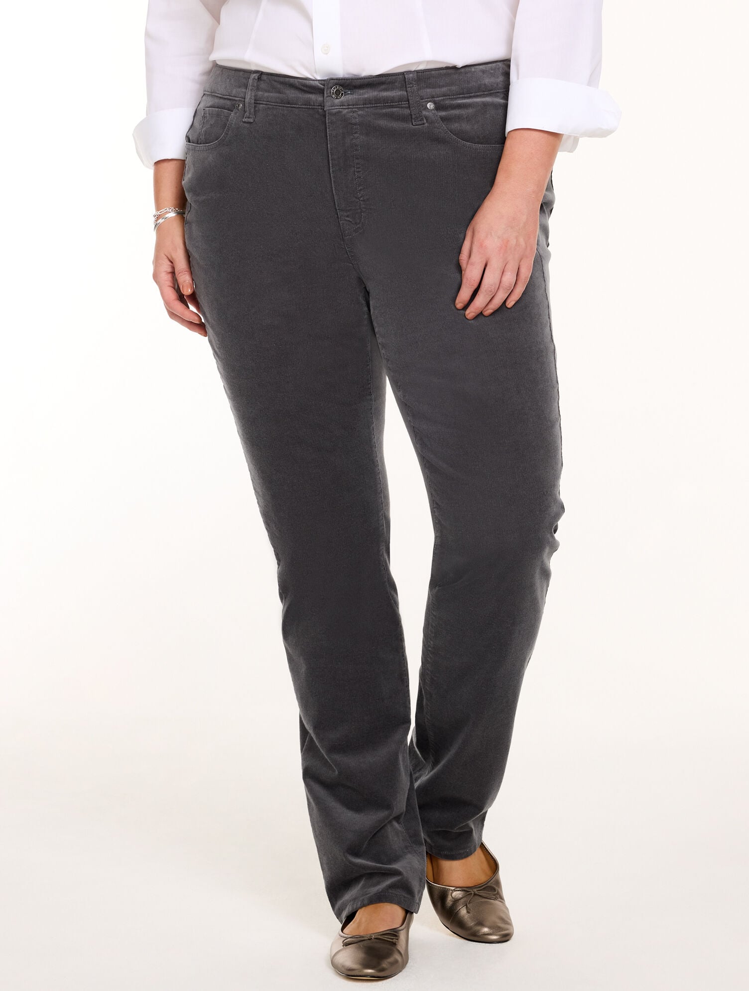 Stretch Corduroy Straight Leg Pants