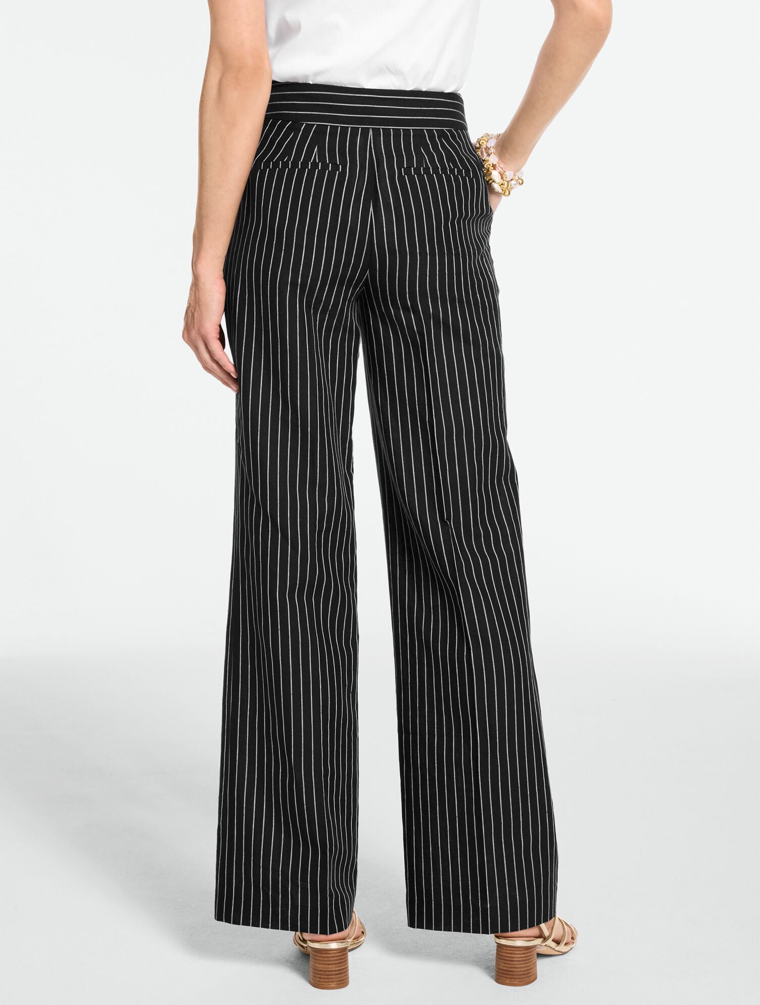 Classic Linen Wide Leg Pants - Blooming Stripe