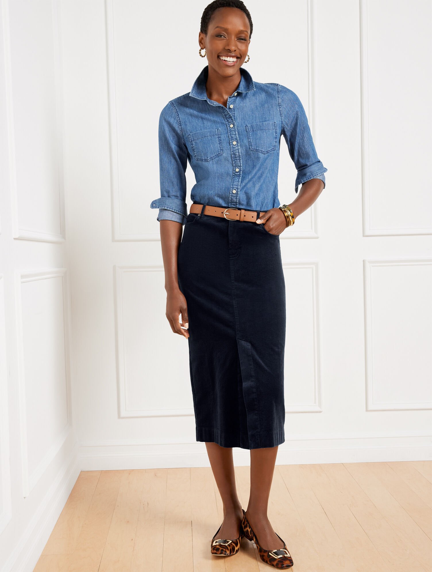 Midi Skirt Black Cord Skirt Size 12 Worthington Black Corduroy