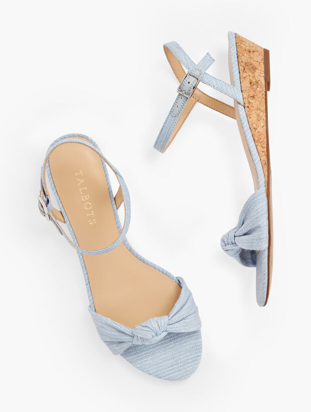 Capri Knot Mini Wedge Sandals - Linen Shimmer