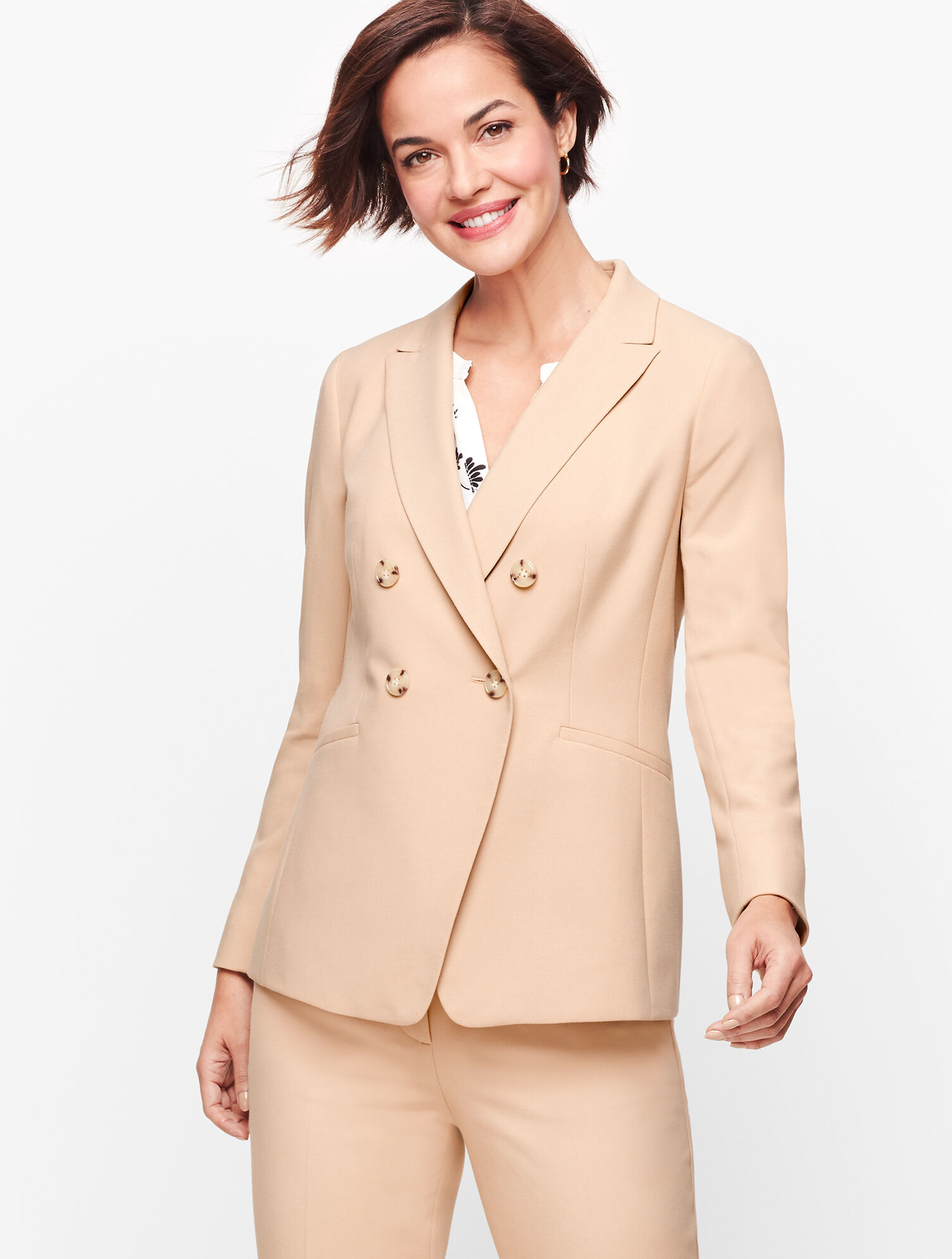 Luxe Italian Double Weave Collection - Double Breasted Blazer | Talbots
