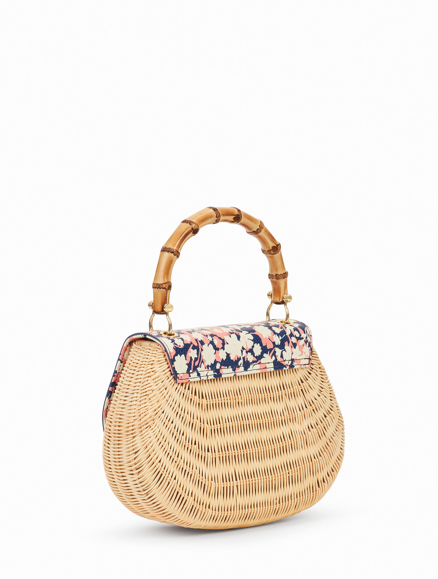 Rattan Bag Bamboo Handbag Handles Round Rattan Bag, Wicker Bamboo