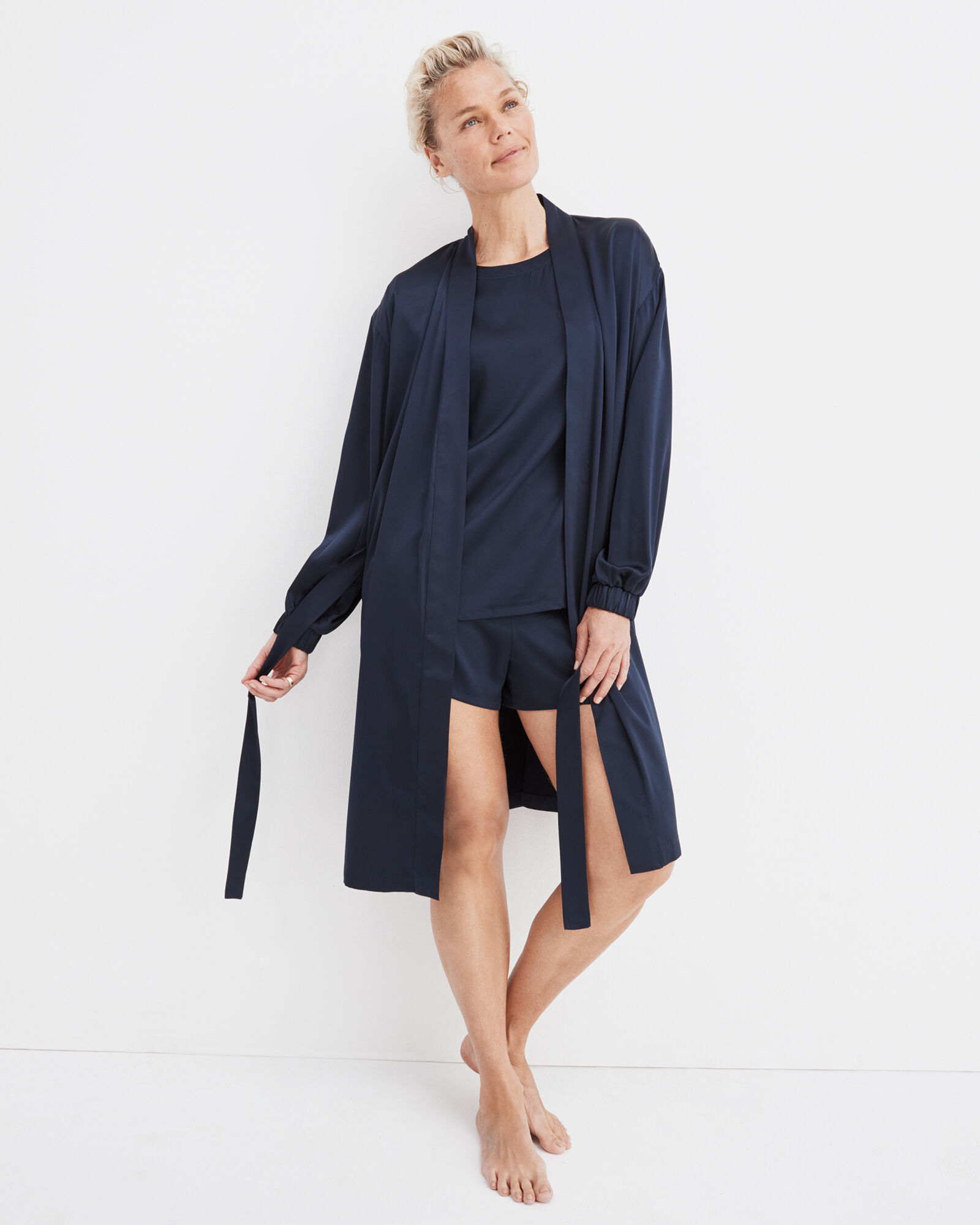 Washable Silk Puff Sleeve Robe