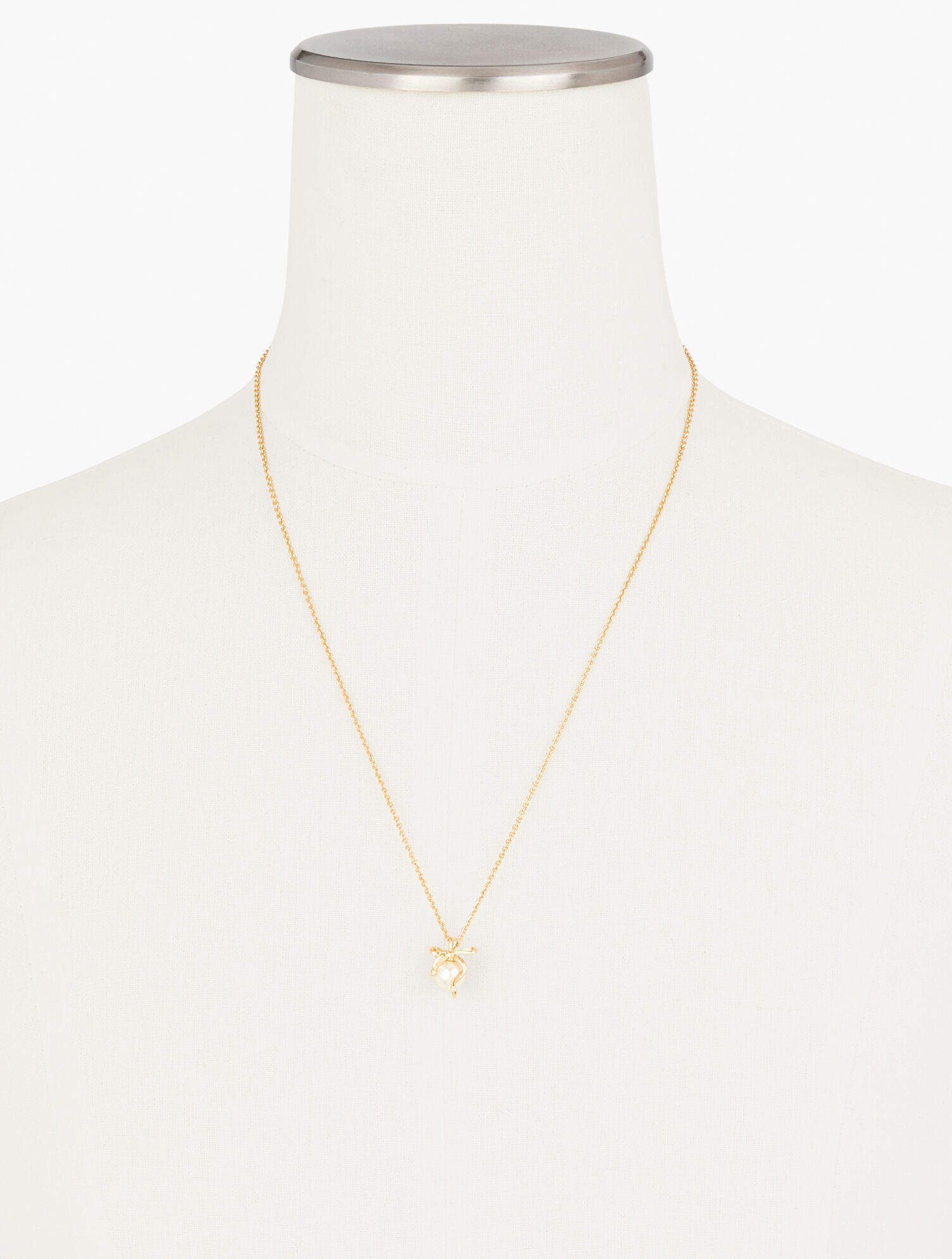 Delicate Bow Pearl Drop Necklace 