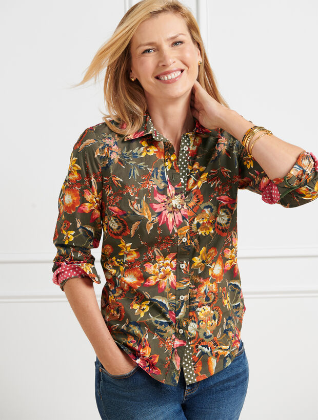 Cotton Button Front Shirt - Splendid Floral | Talbots