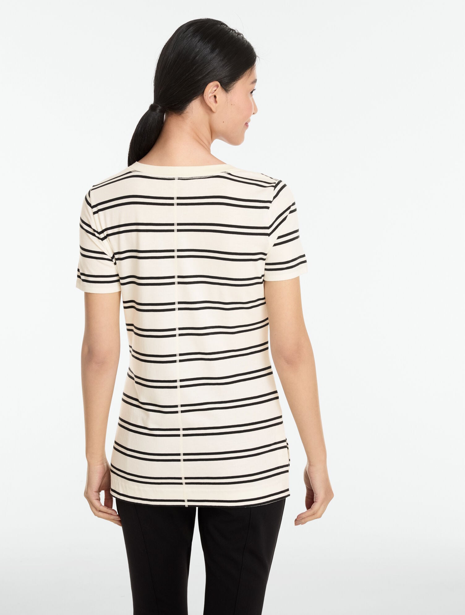 Supersoft Jersey Short Sleeve V-Neck Tee - Double Stripe | Talbots