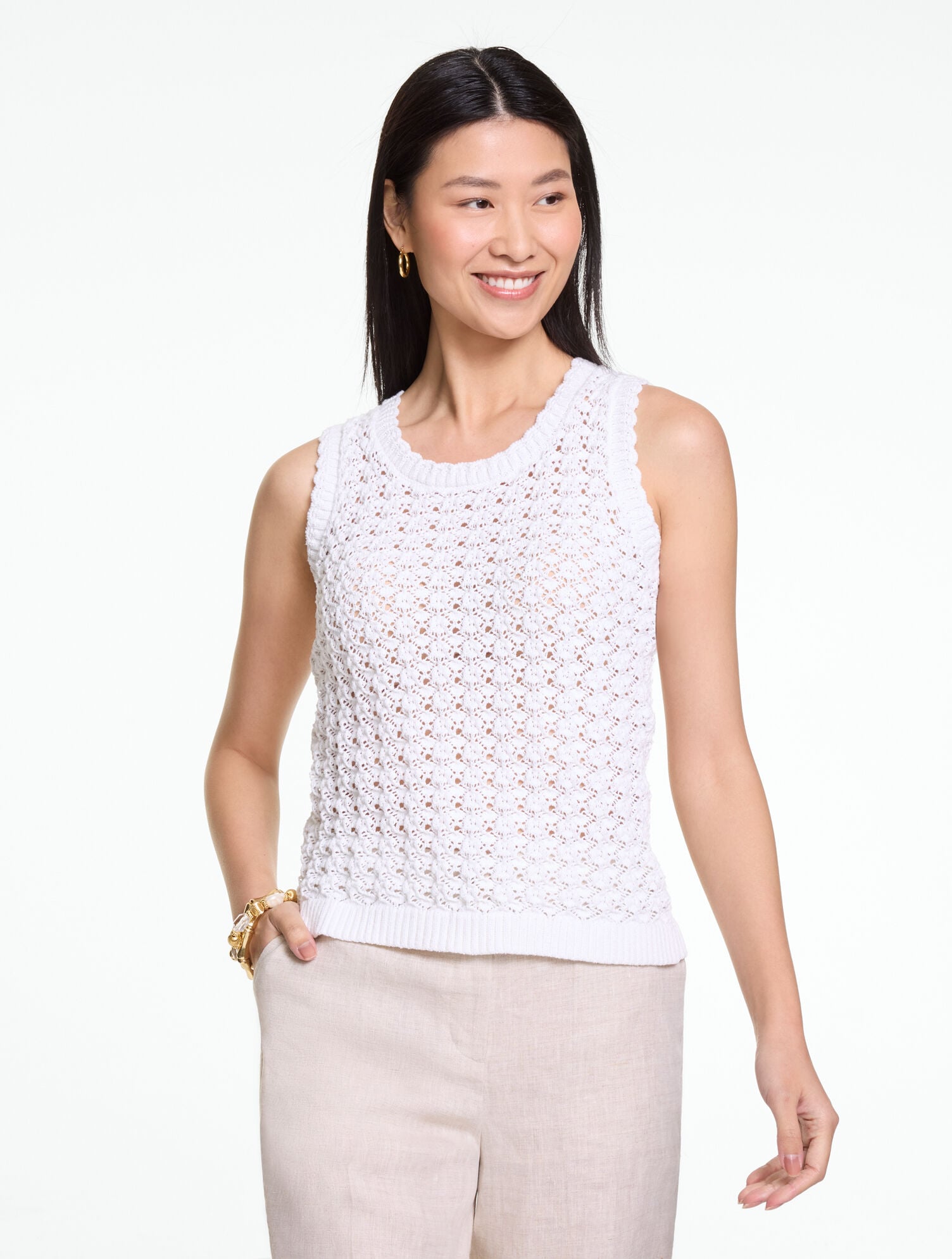 Scallop Trim Pointelle Shell