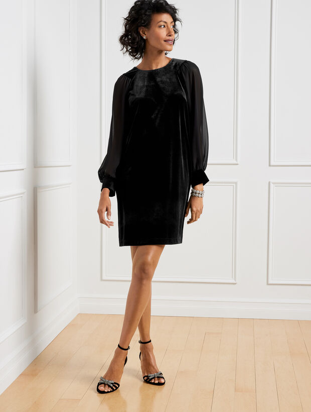 Maggy London Sheer Sleeve Velvet Dress