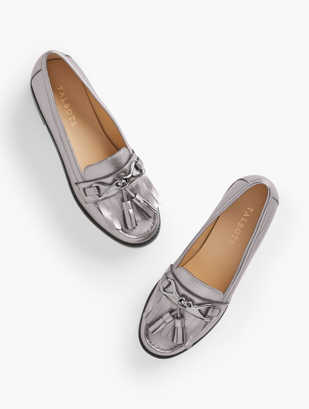 Laura Tasseled Metallic Leather Loafers