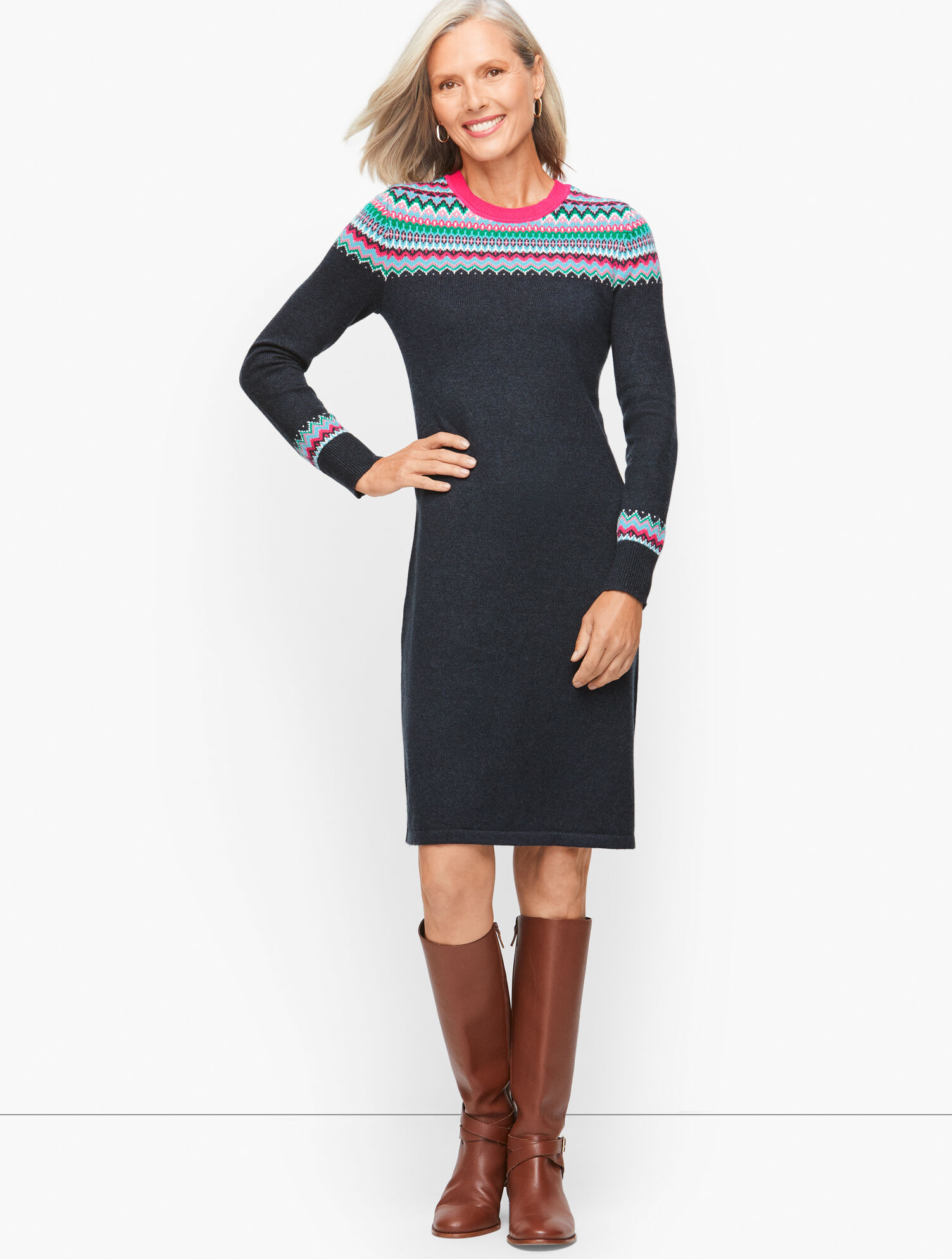 women's fair isle sweater dress