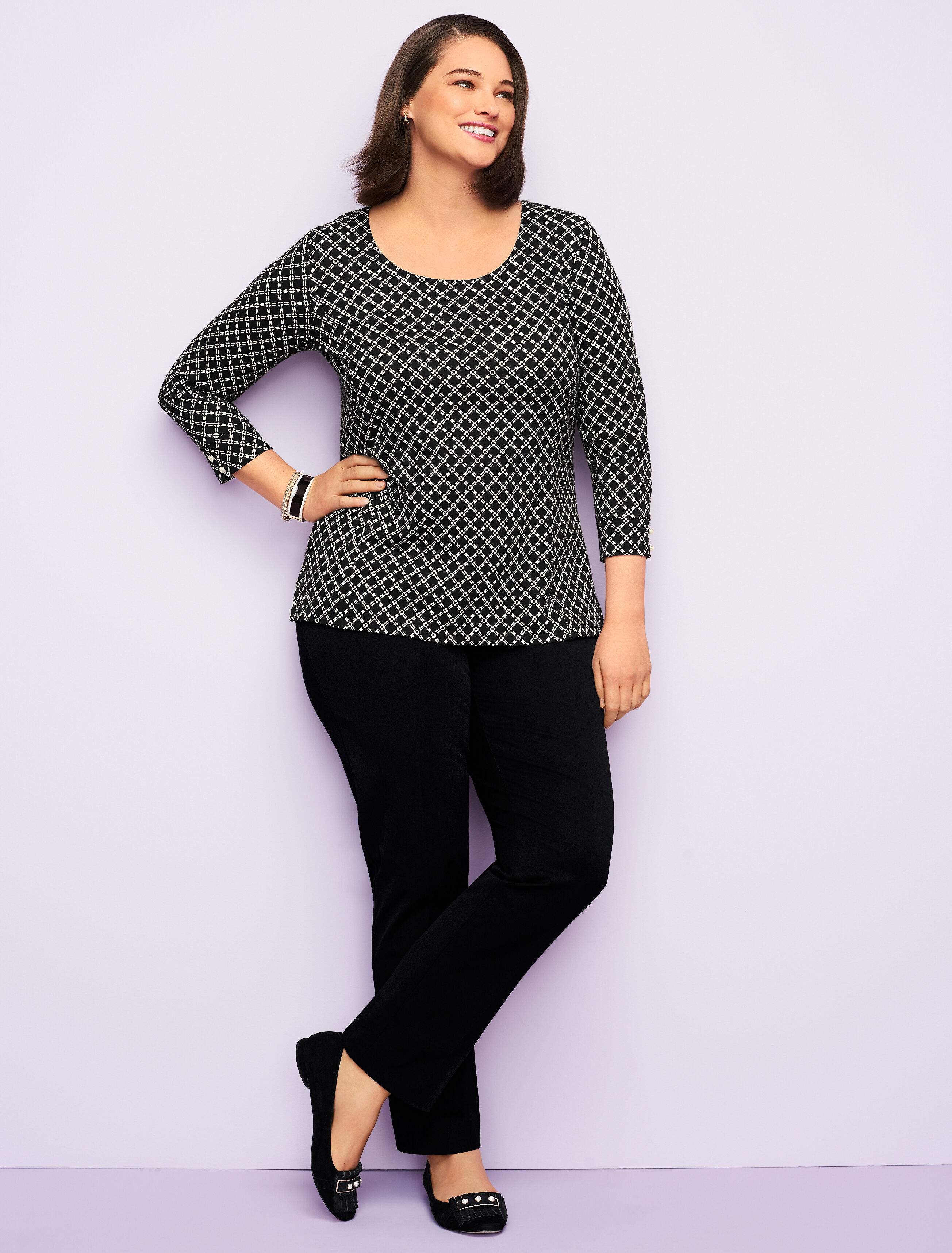 Plus Size Refined Bi-Stretch Tailored Straight-Leg Pants