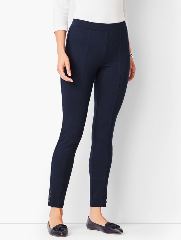 Ankle-Snap Ponte Leggings Solid Talbots