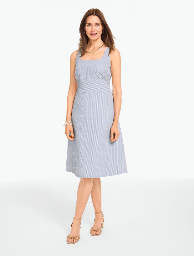 Seersucker Sleeveless Dress - Market Stripe