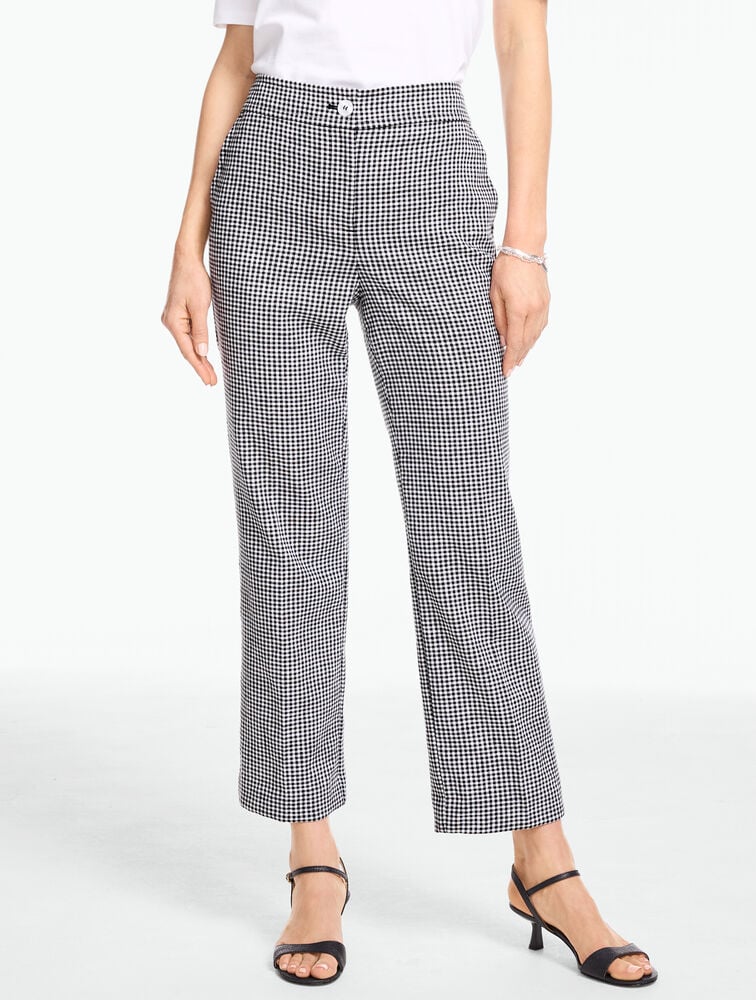 Linen Straight Ankle Pants - Beach Gingham