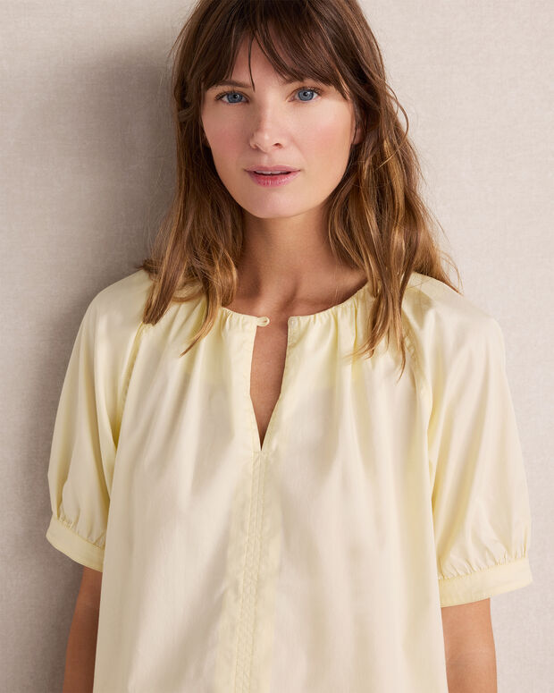 Organic Cotton Twill Split Neck Top