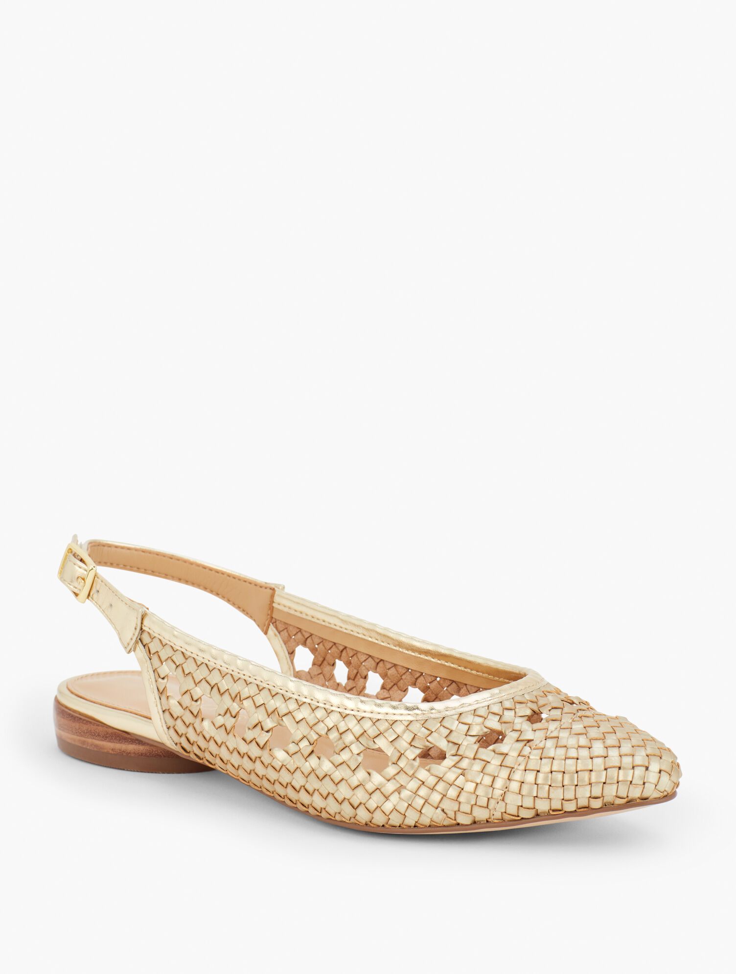 Edna Woven Metallic Nappa Slingback Flats | Talbots