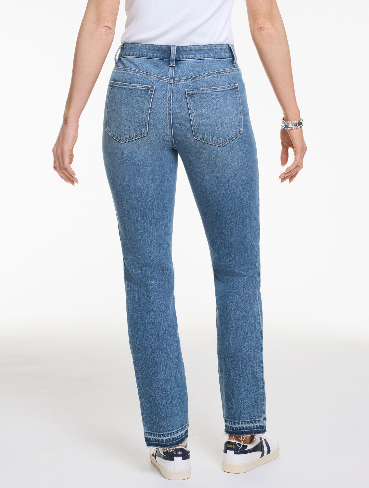 Straight Leg Drop Hem Jeans - Meserole Wash - Curvy Fit