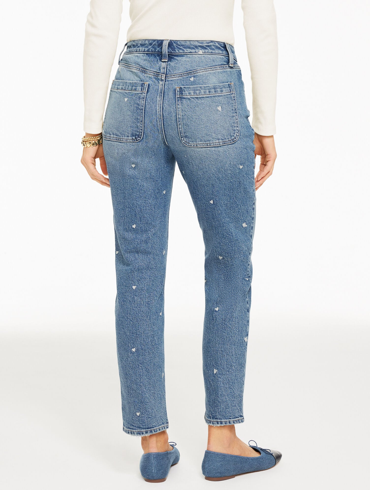 Slim Straight Ankle Jeans - Tossed Hearts