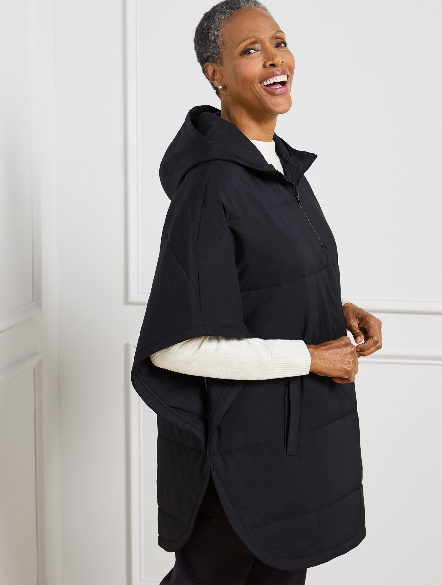 ジャケット・アウター 20471120 poncho top Quilted Hooded Poncho | Talbots