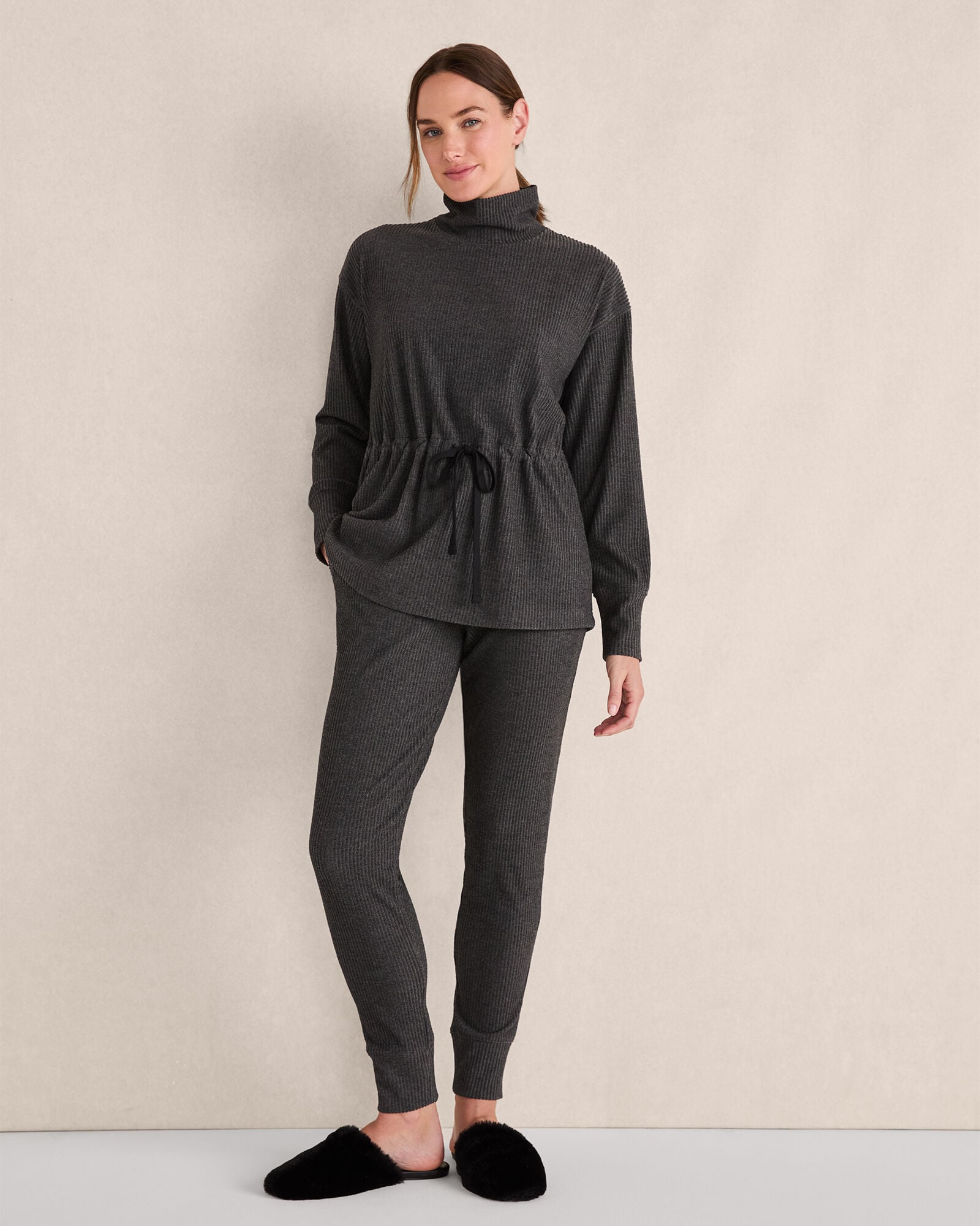 Ottoman Rib Drawstring-Waist Tunic