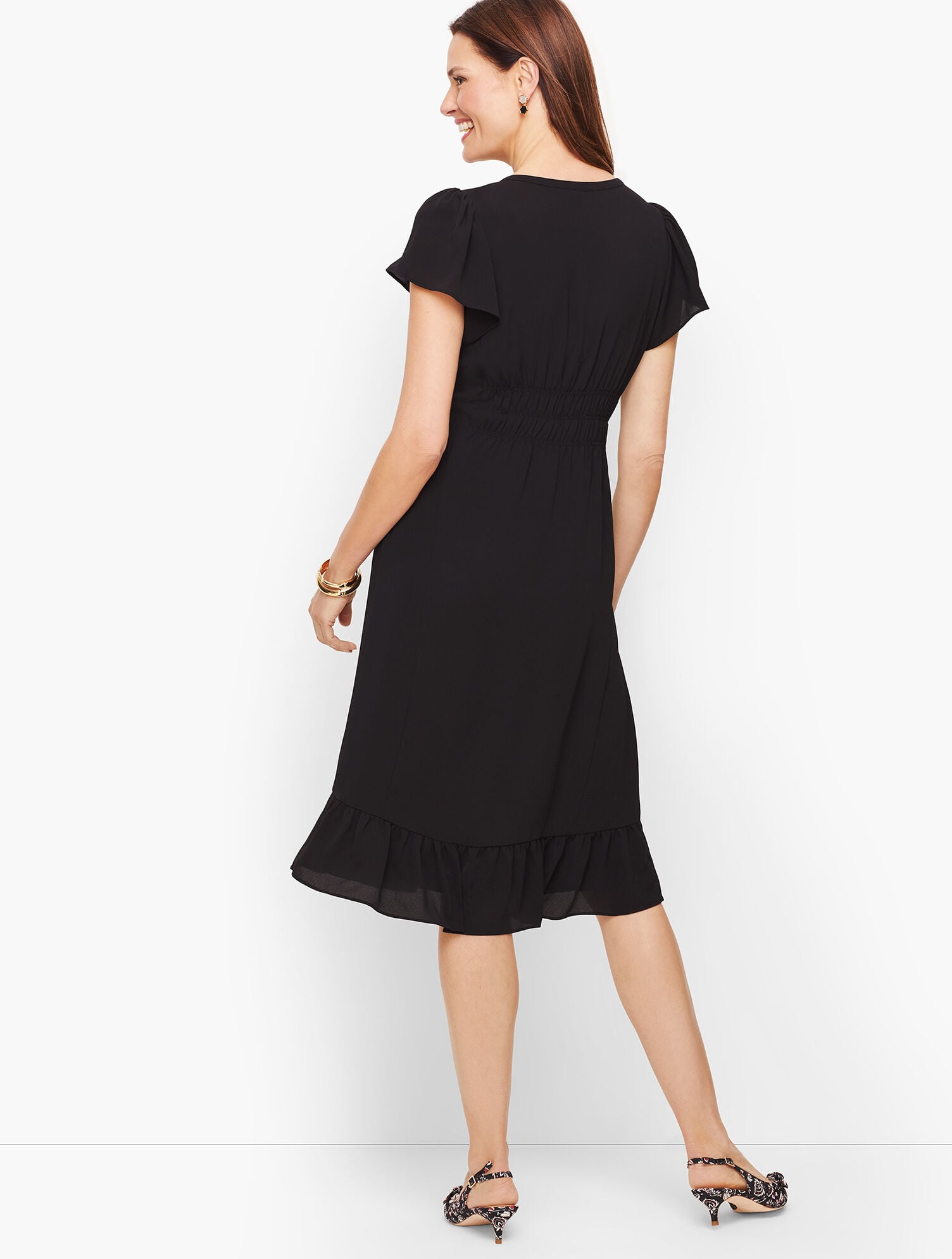 Flounce Hem  Dress - Solid