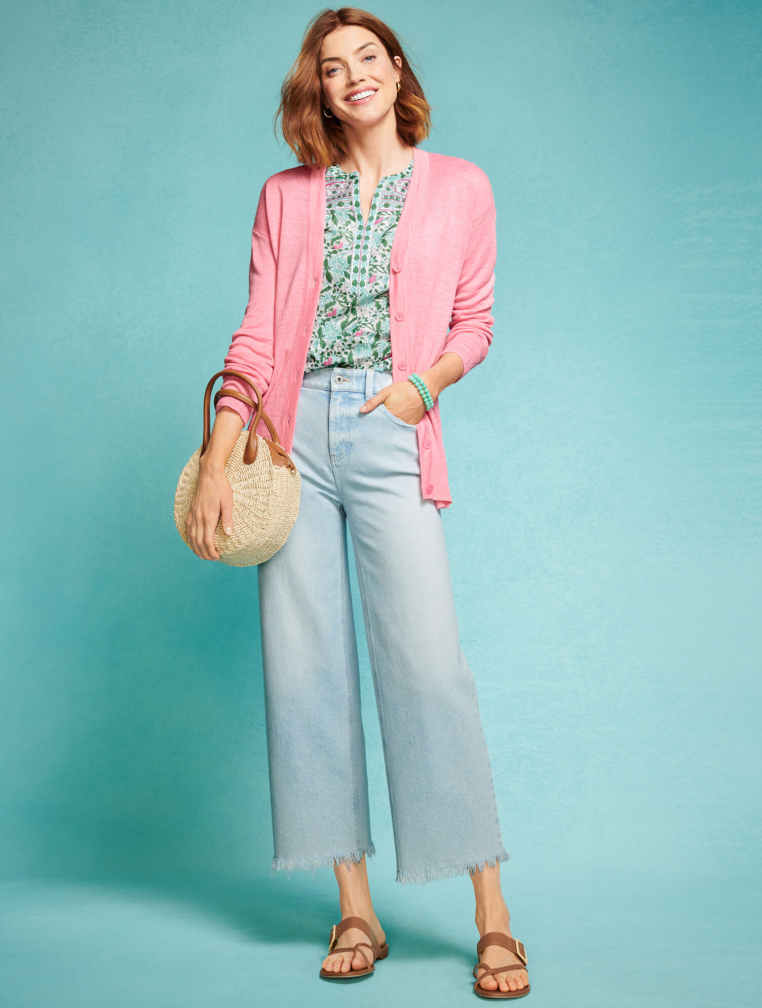Wide Leg Crop Jeans - Maui Wash