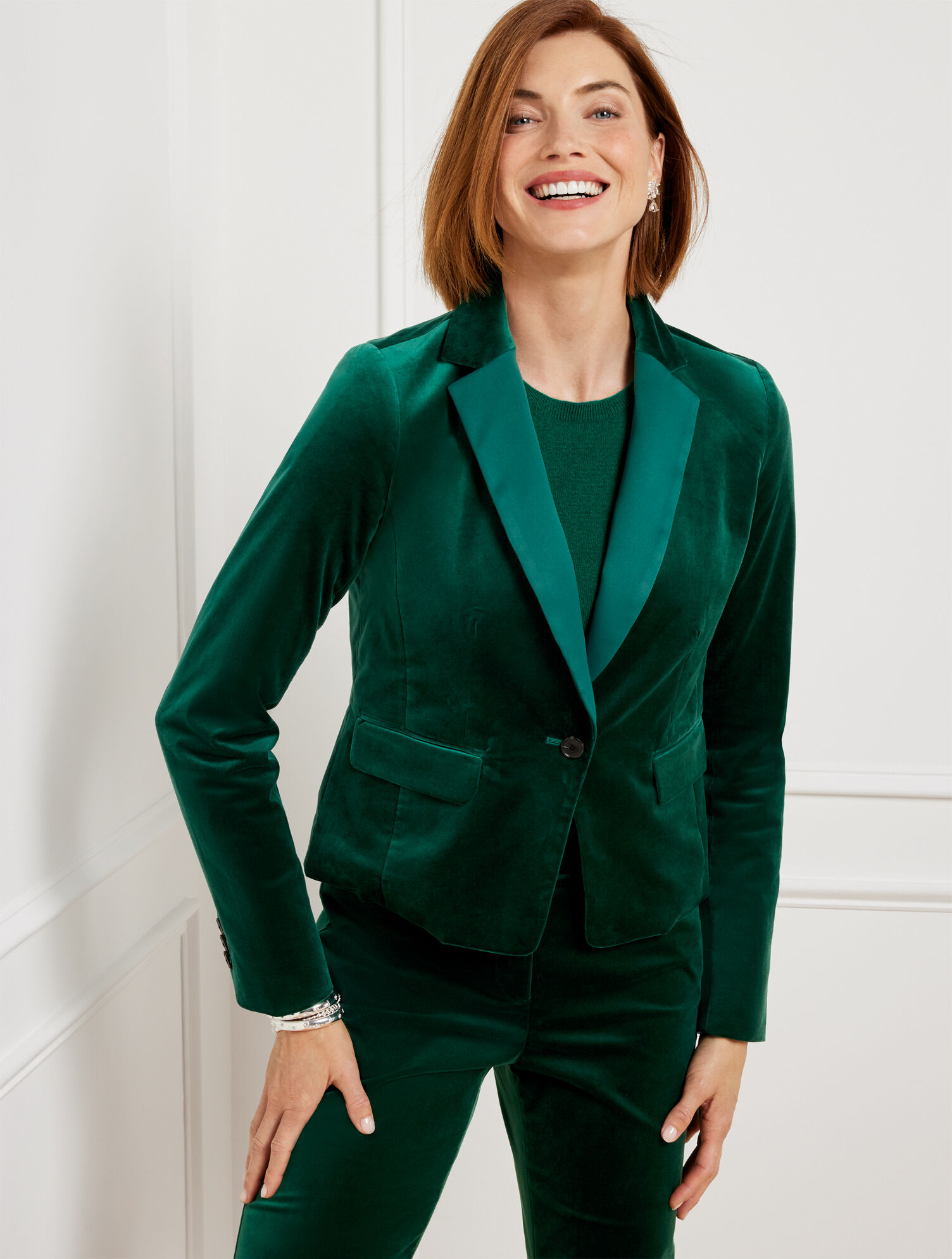 talbots green velvet dress The Margot Dress in Grafton Green Velvet Grafton Green Velvet / S main image 0