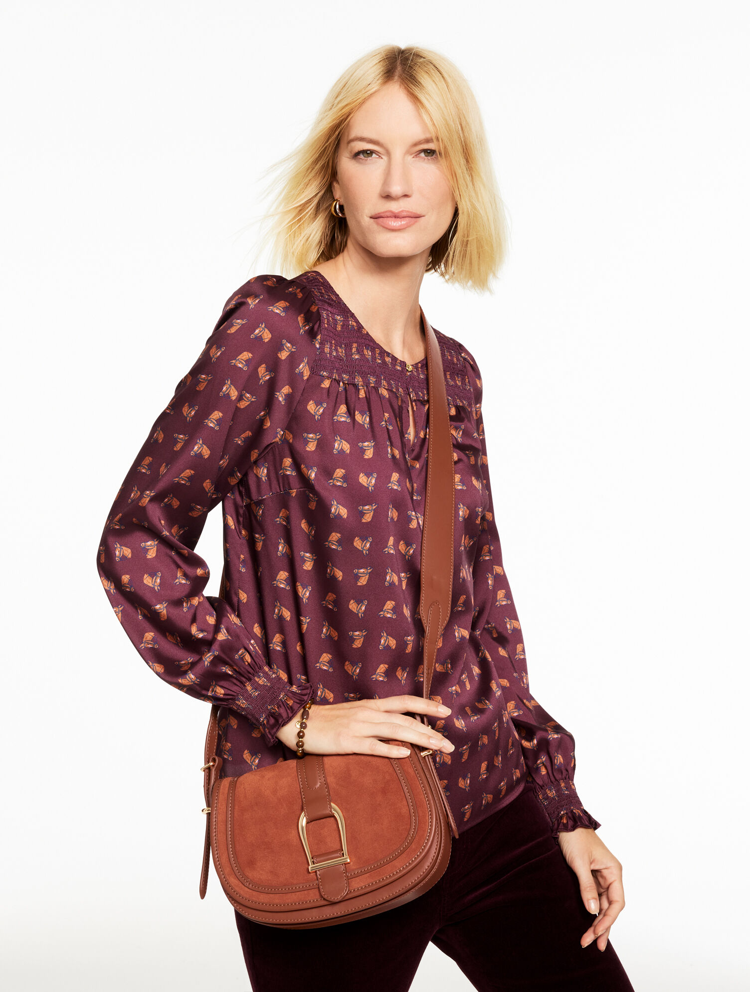 Suede &amp; Leather Saddle Bag