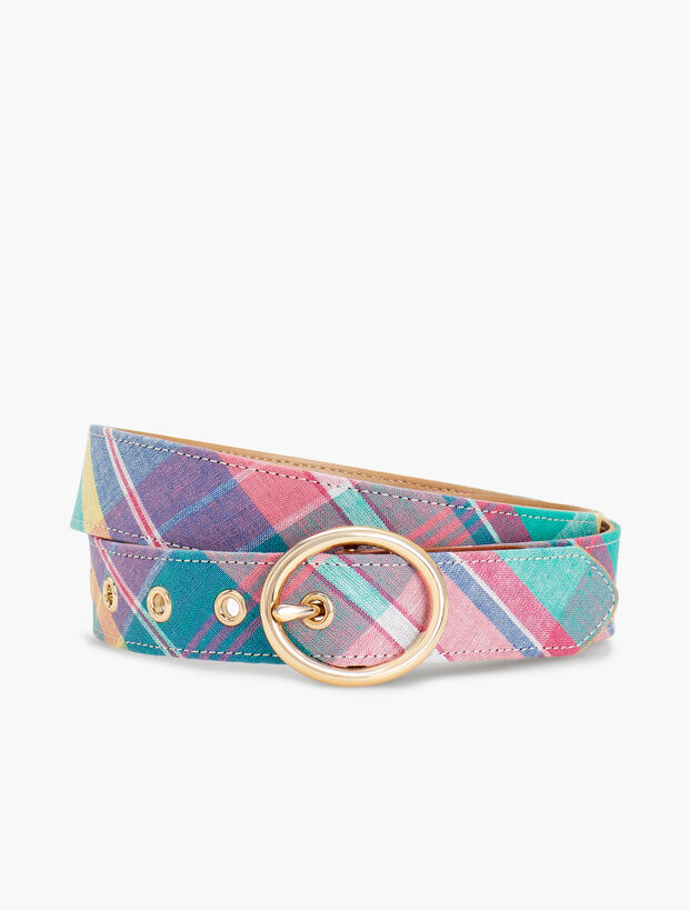 Cotton Madras Plaid Belt | Talbots display picture 1