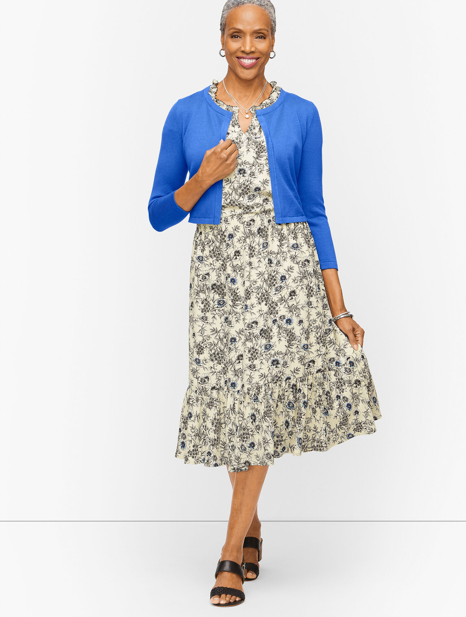 Smocked Fit &amp; Flare Dress - Intricate Floral