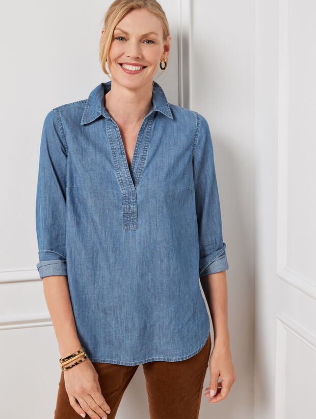 Button Back Tunic - Denim