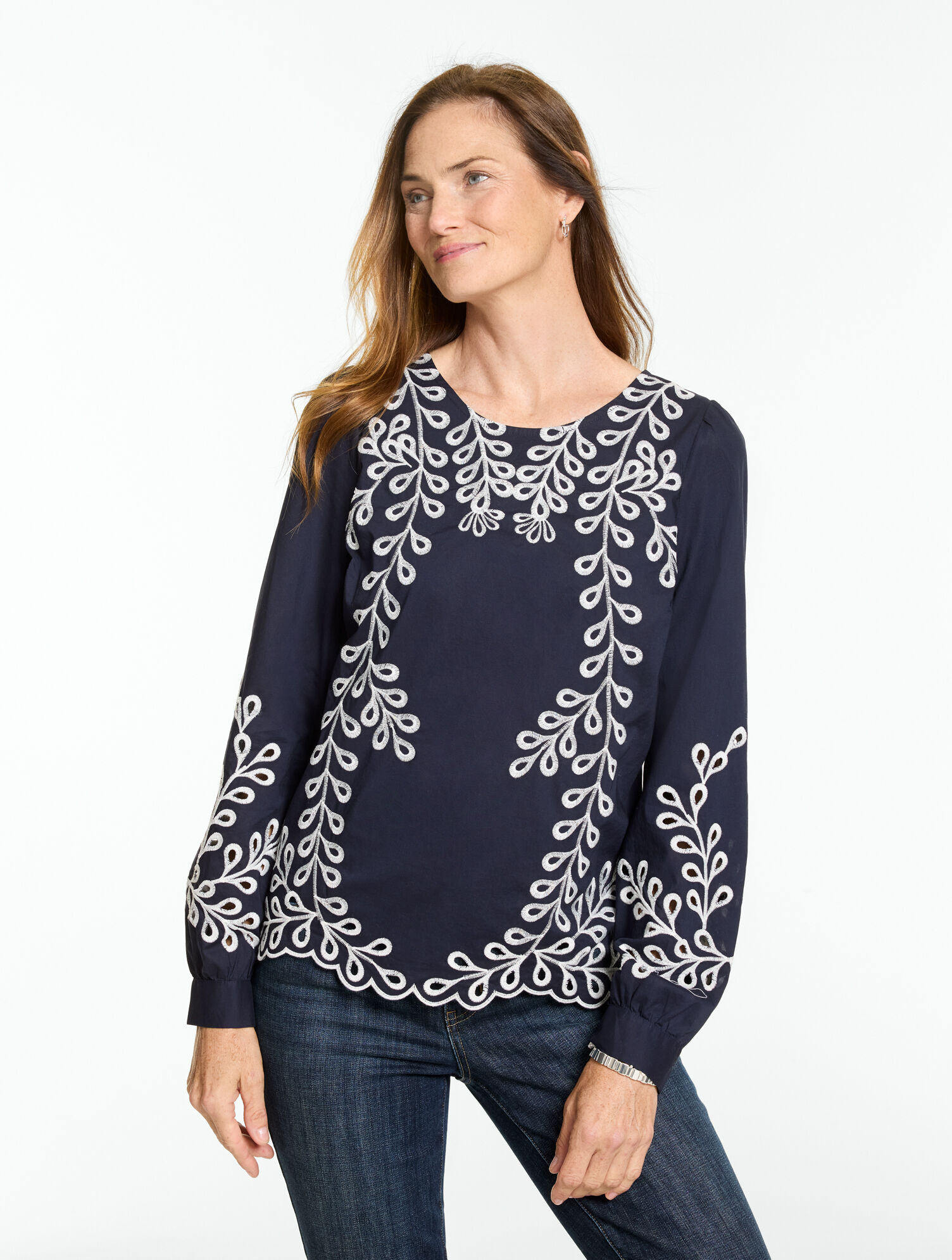 Embroidered Poplin Top