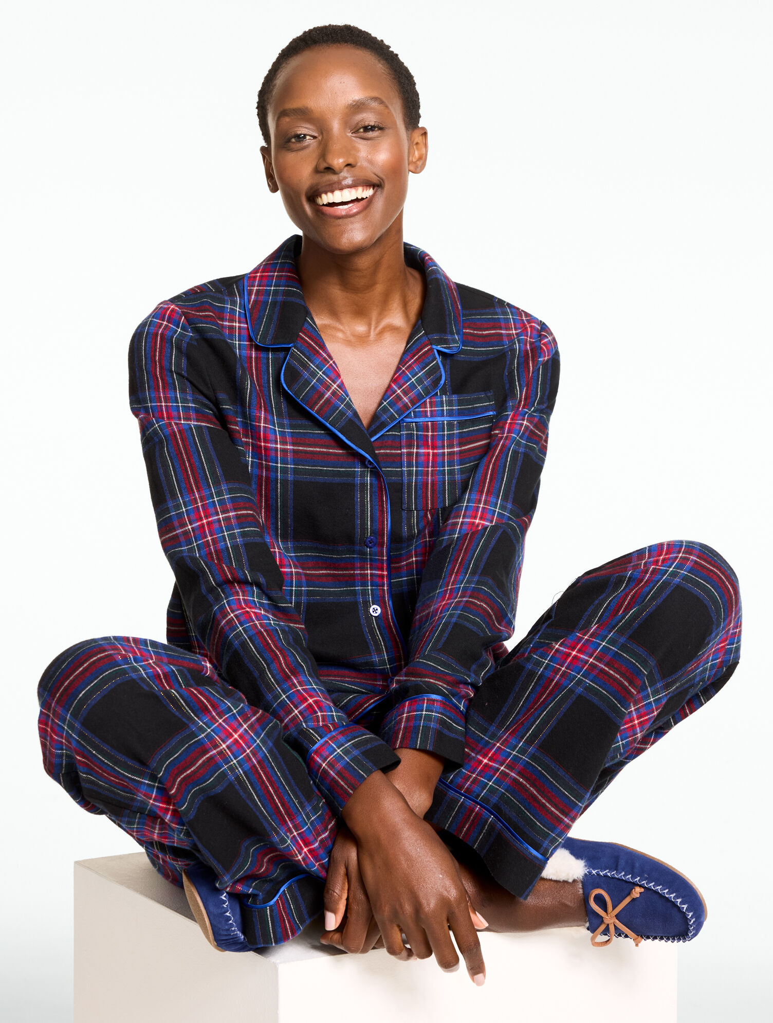 Metallic Cotton Flannel Pajama Set - Marvelous Plaid
