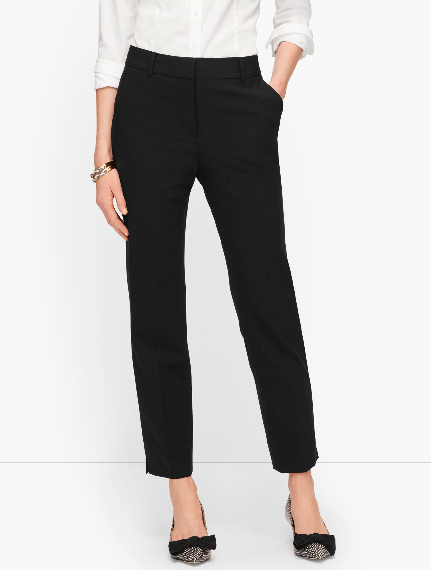 Luxe Wool Slim Ankle Pants - Black | Talbots