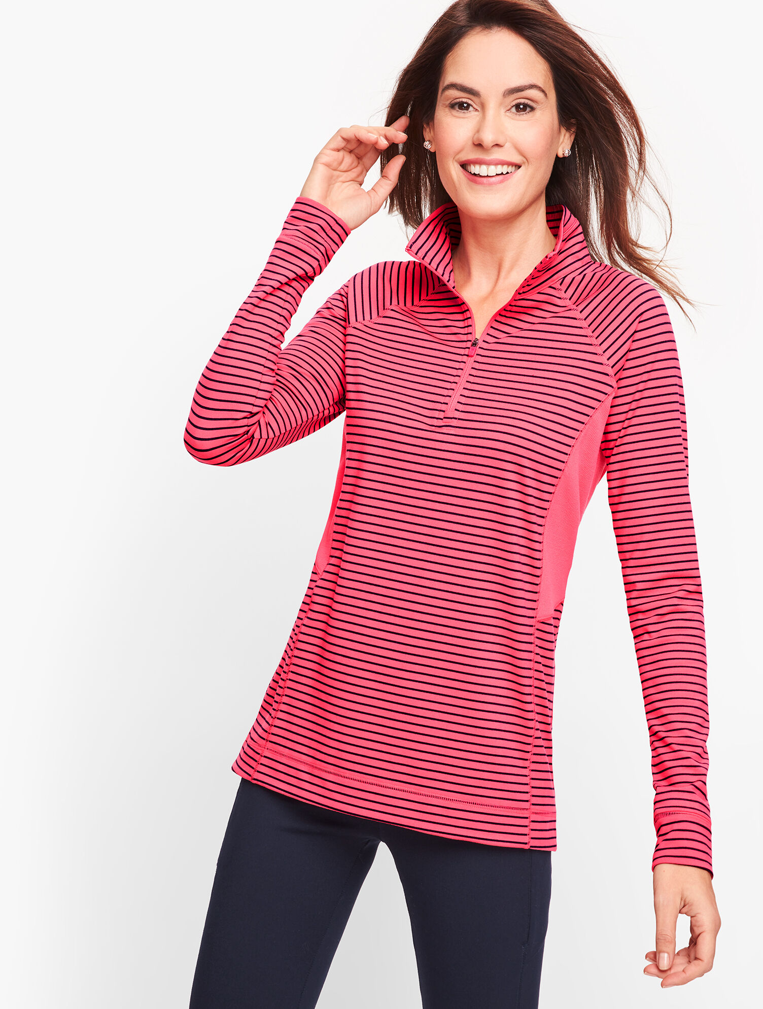 On the Move Stripe Half Zip Pullover | Talbots
