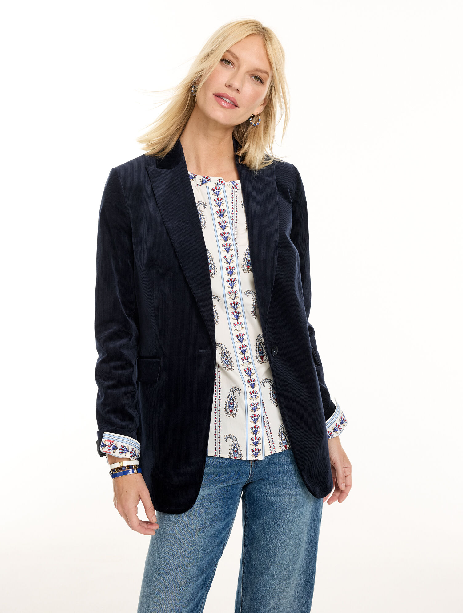 Corduroy Single Button Blazer