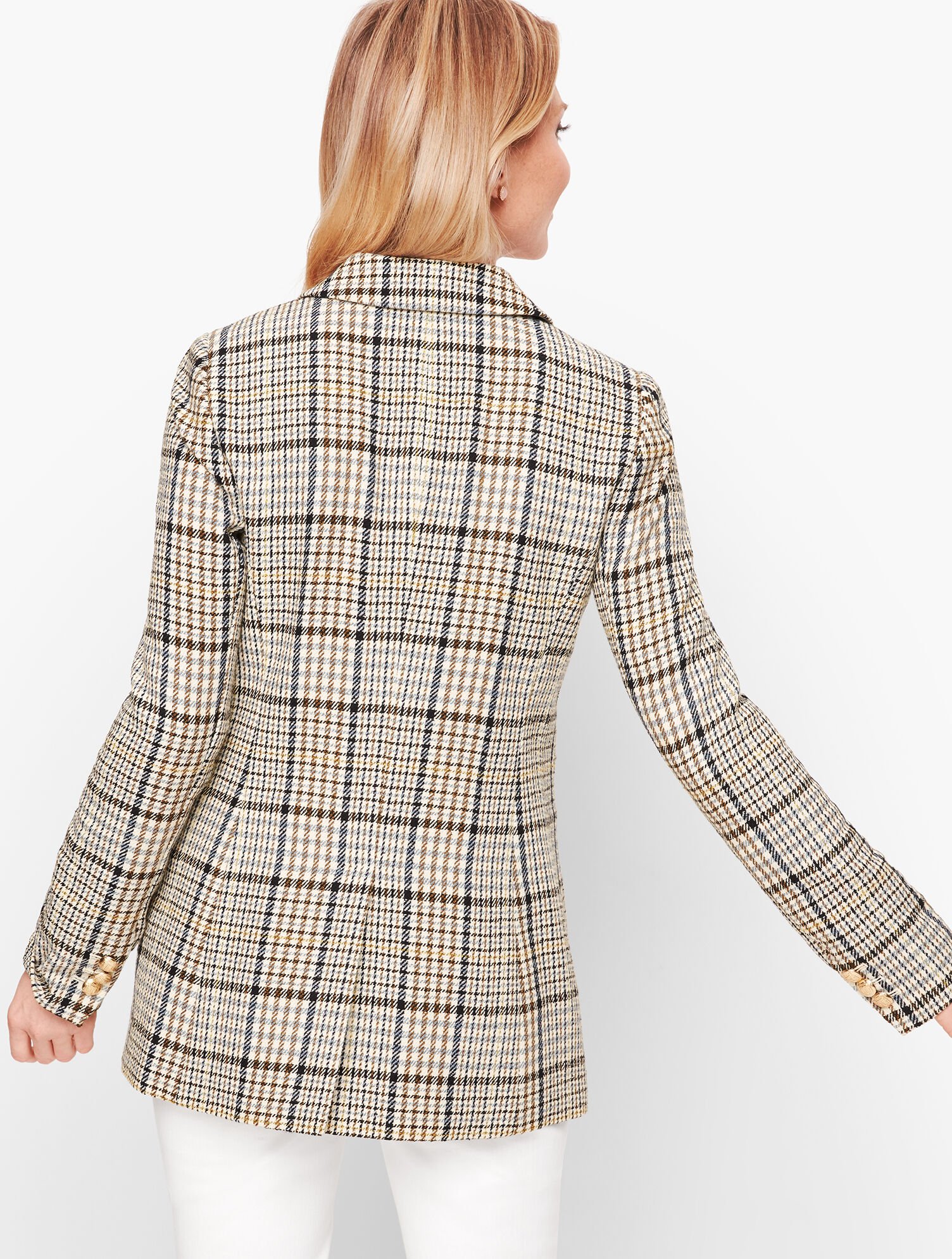 Double Breasted Plaid Blazer Talbots