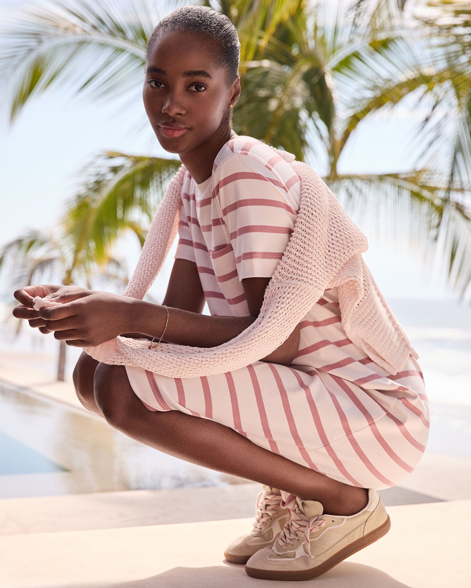 Organic Cotton Interlock Striped T-Shirt Dress