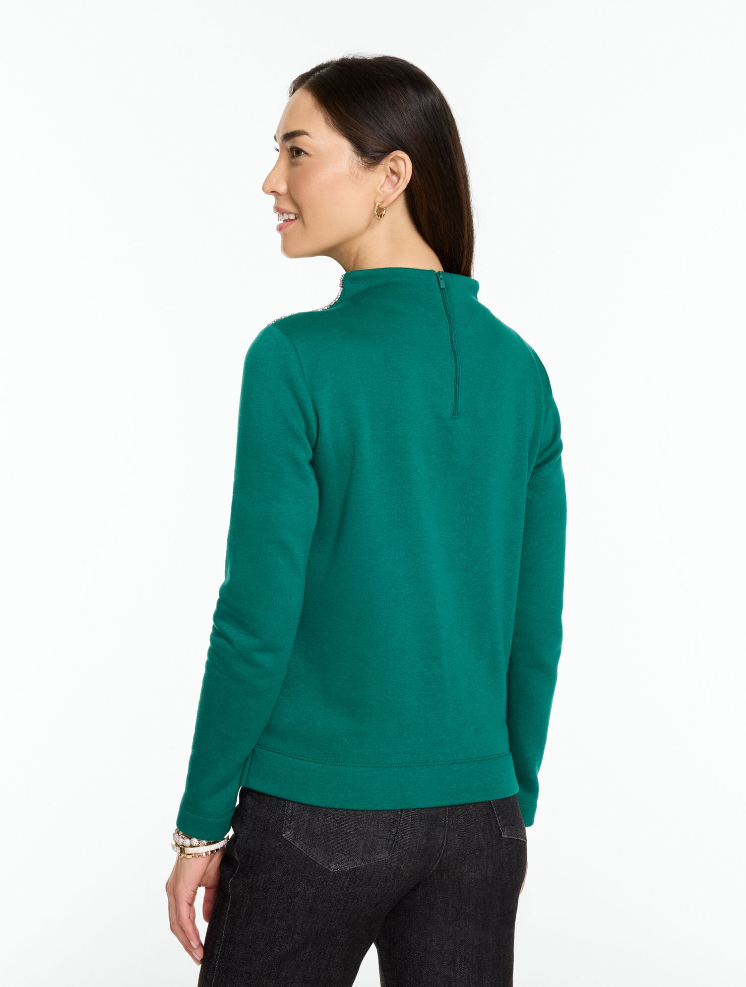 Jewel Shoulder Mockneck Top | Talbots