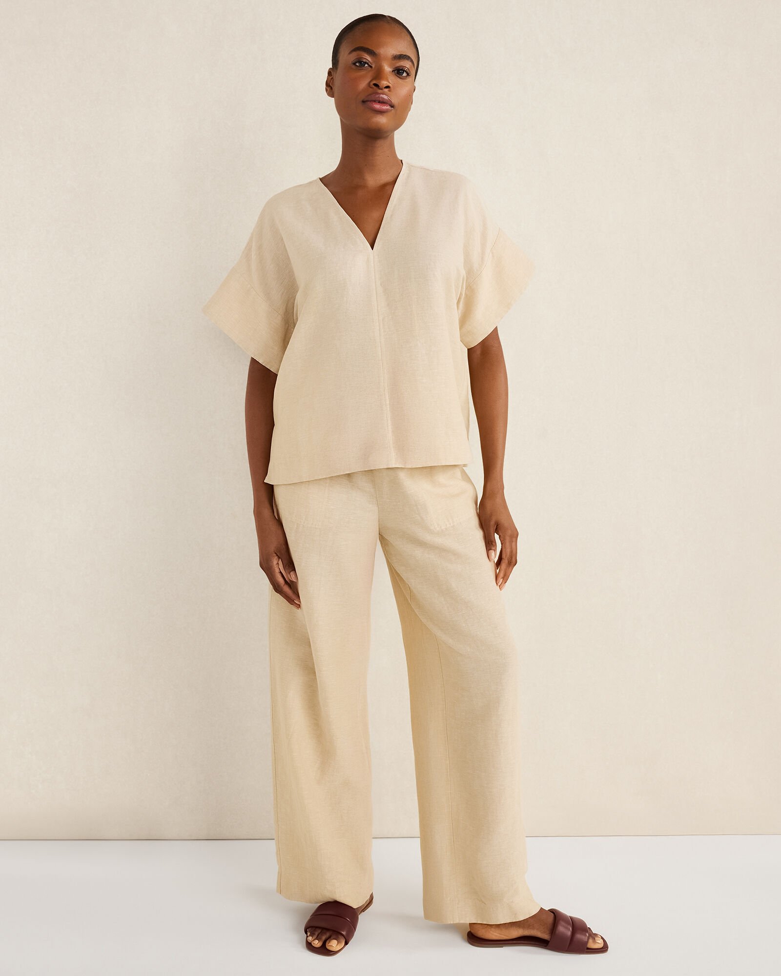 Organic Cotton Linen Straight Leg Pants
