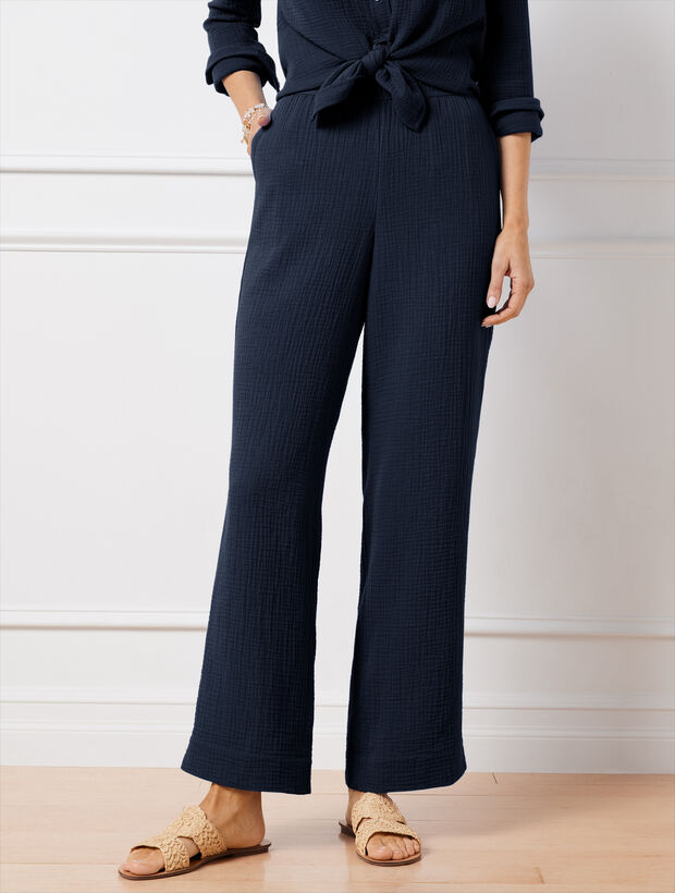 Airy Gauze Wide Leg Pants